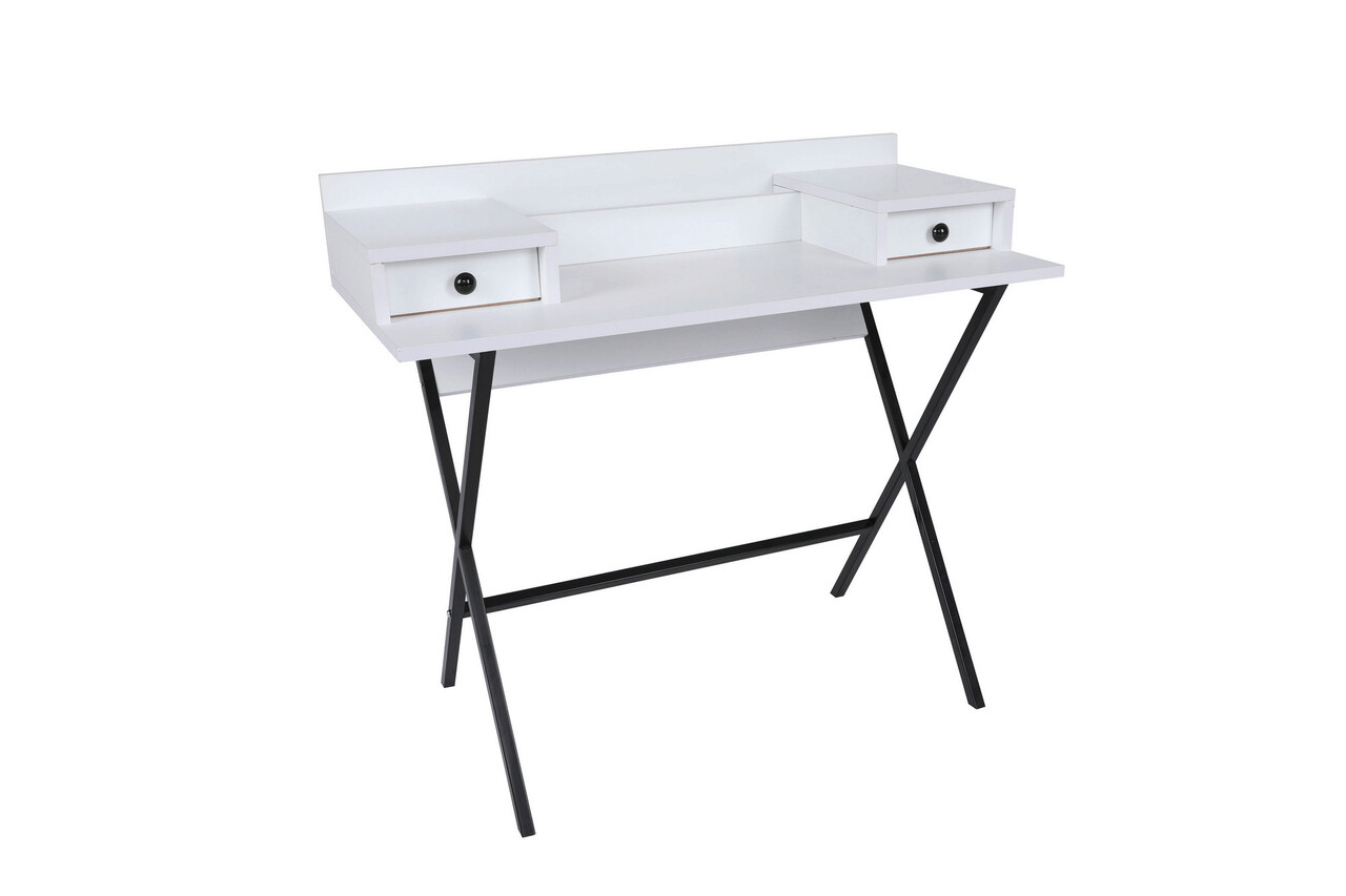 Masa de machiaj, Hanah Home, Phuket, 100x50x89 cm, Alb/Negru - imagine 4